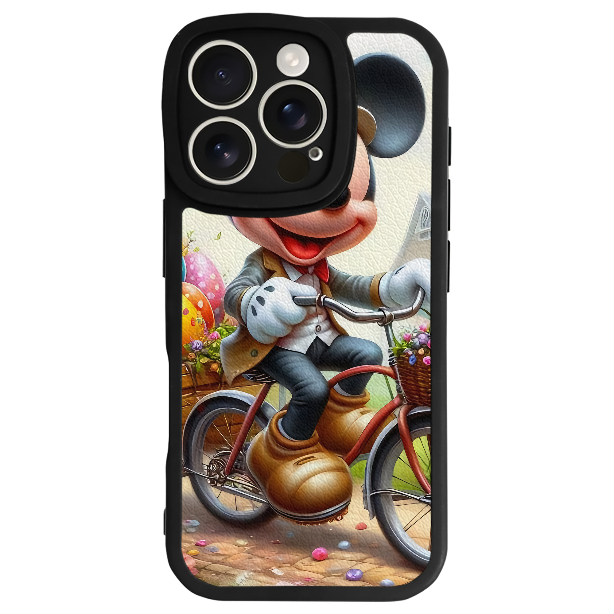 （画像用） ミッキーマウス Mickey Mouse 【iPhone 16シリーズ対応】シリコンスマホケース（レザー調） 材質：シリコン